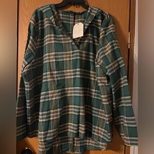 Green and Yellow Plaid Hoodie